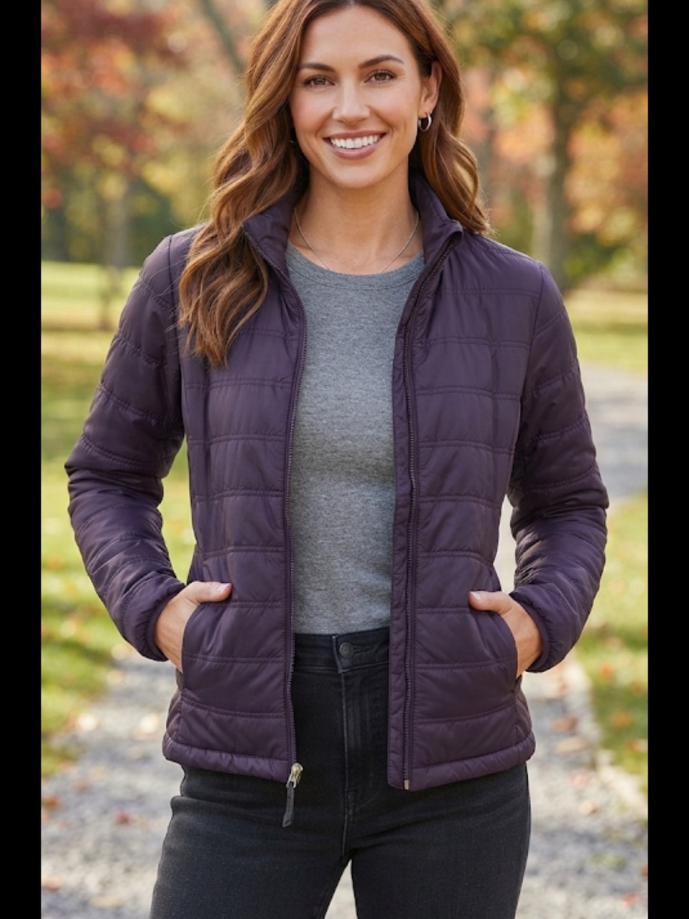 L.L.Bean Quilted Puffer Jacket Purple Women’s Small Lightweight Layer